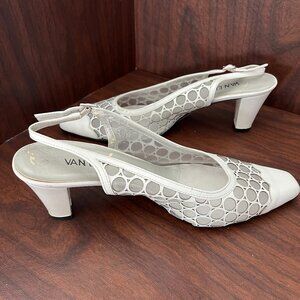 Vaneli mesh leather slingback with ankle buckle dress pumps size 12